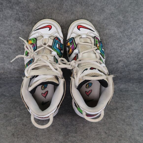 Nike Shoes Youth 4.5 Sneakers Air More Uptempo Peace Love Swoosh GS Athletic Mid - Picture 7 of 15